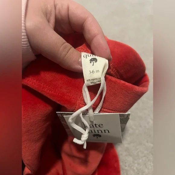 Kate Quinn Anne Pant Cardinal Red Velour Double Ruffle Bell Bottoms | 3–6m NWT - Picture 3 of 4